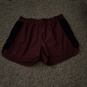 Under Armour Women's Maroon and Black Athletic Shorts